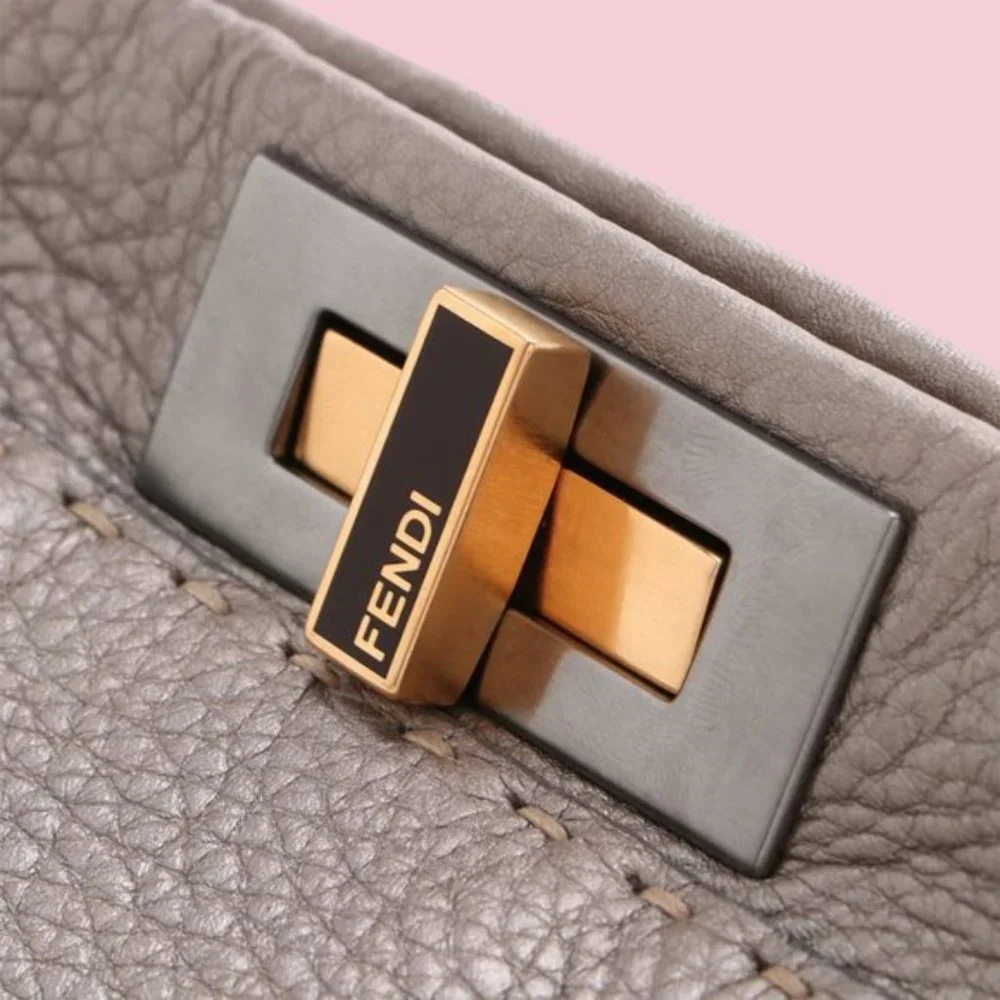 Fendi Medium Gray Leather Selleria Peekaboo Bag - Picture 12 of 13